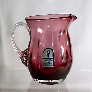 Pilgrim 3 3/4" Cranberry Art Glass Pitcher With Original Label - Picture 1 of 1