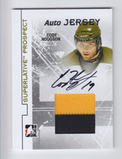 2009-10 ITG SUPERLATIVE CODY HODGSON AUTO JERSEY /40 SILVER 2C Battalion Canucks