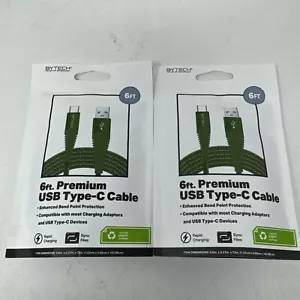 Bytech 6ft Premium USB Type C Cable - Green, 2 Packs - Picture 1 of 2