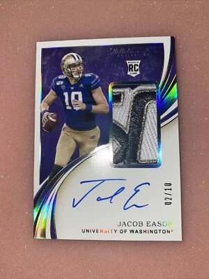 2020 Panini Immaculate Rookie RC Bowl Logo Patch Auto 2/10 Jacob Eason Colts SP - Image 1 of 4