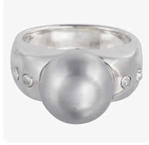 Pippa Jean Ring edel Silber Perle Silber-grau Kristalle vonSwarovski® Gr 16 NEU - Bild 1 von 2
