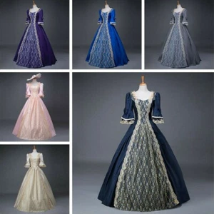 Womens Georgian Victorian Court Baroque Dress Ball Gown Flared Short Sleeve - Picture 1 of 19