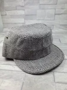 Mens Train Driver Cap Hat Military Wool One Size Grey Herringbone Peaked BNWT - Picture 1 of 6
