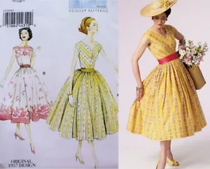 Vogue Vintage 1950er Retro Misses Kleid & Kummerbund Muster V8789 6-14 oder 14-22 - Bild 1 von 8