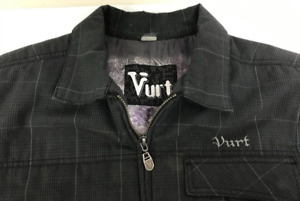Vurt Men's Pac Sun Plaid Gray Trucker Jacket, Fallen Angels Lining, Size M