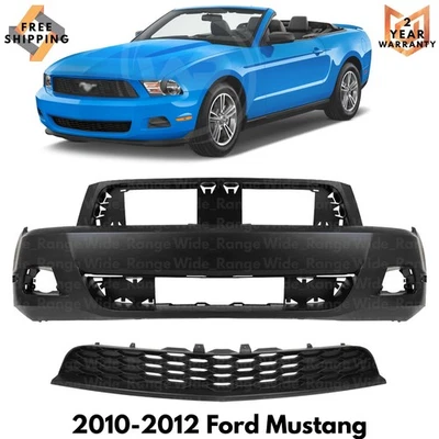 Front Bumper Cover Paintable & Lower Grille Kit For 2010-2012 Ford Mustang Base Foto 1 de 4