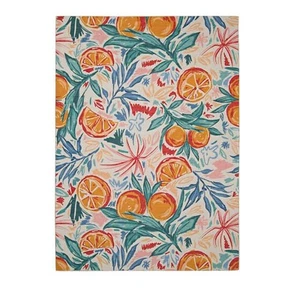 Penn Ivory and Orange 7 W x 9 ft. L Washable Polyester Indoor/Outdoor Area Rug - Picture 1 of 10