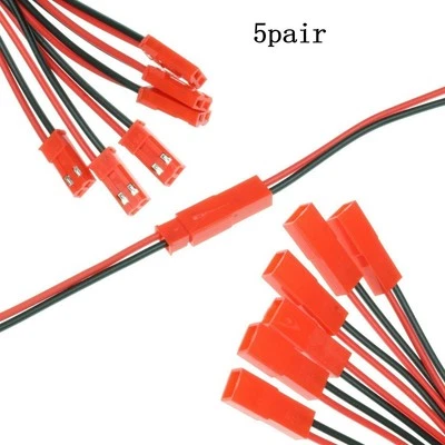 Cable Connecteur 5 Paires de Connecteurs Male + Femelle 200mm Rouge + Fil Noir - Imagen 1 de 4