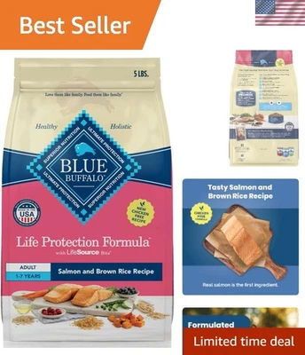 Comida seca natural para perros con salmón y arroz integral - sin pollo, 5 libras para perros sanos Foto 1 de 4