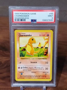 1999 POKEMON BASE SET SHADOWLESS CHARMANDER #46 PSA 9 MINT - Picture 1 of 2
