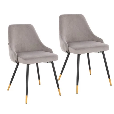 B-Ware SVITA ALICE 2er Set Esszimmerstühle Polster Rückenlehne Samt Grau Gold - Bild 1 von 4