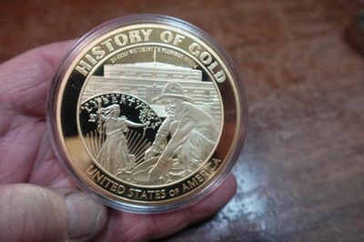 黄金诺克斯堡历史纪念奖章硬币无纸非银色/金色 — 第 1/3 张图片