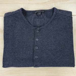 Men's M John Varvatos Dyer Henley Dark Blue Short Sleeve Crew Neck Tee T Shirt - Picture 1 of 7