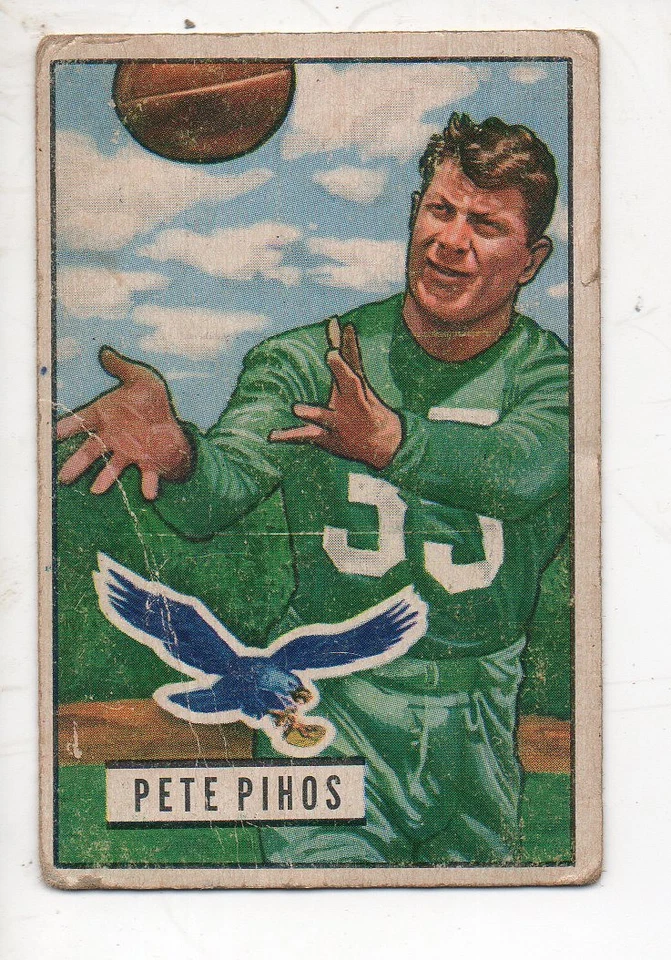1951 Bowman Football Card #46 Pete Pihos-Philadelphia Eagles Poor Card - Image 1 of 1