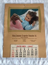 Vintage 1968 ARBORG CONSUMERS CO-OP Manitoba Canada Calendar Girl With PUPPY