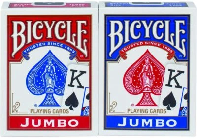 Bicycle Jumbo Face Playing Cards - Bicycle Poker Cards - 1 Red and 1 Blue - NEW - Image 1 of 3