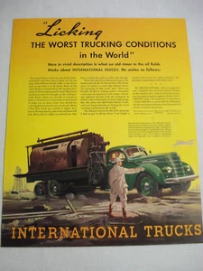 1937 Color Ad International Trucks Licking the Worst Trucking Conditions - Bild 1 von 1