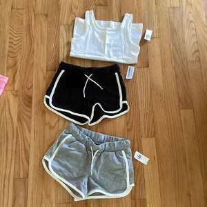 Girls Size 6-7 (2 ) Old Navy Athletic Sport Shorts / White Tank - Picture 1 of 4