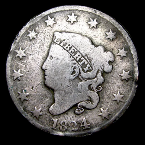 1824 Coronet Head Large Cent Penny ---- Nice Details Rare ---- #U984 Cover