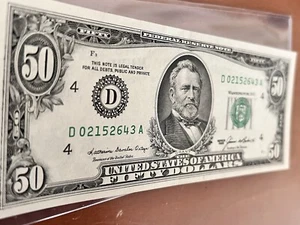 RARE, New & Crispy FREE SHIPPING 1985 $50 Dollar Bill Fancy Serial (D02152643A) - Picture 1 of 5