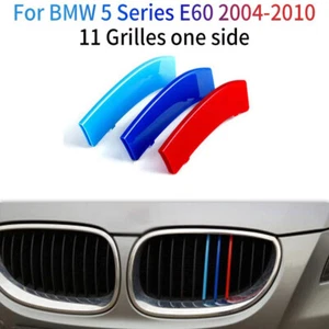 11 Slats Front Grille Cover Strips Clip Trim For BMW 5 Series E60 E61 2004-2010 - Picture 1 of 7