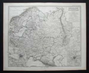 Antique Map: Stieler's 1873 Russia and Scandinavia by August Petermann, Colour