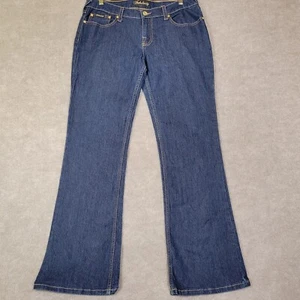 FABULOSITY Jeans Women's 13 Bootcut Flare Dark Blue Denim Embroidery Pants 34×32 - Picture 1 of 10