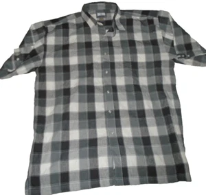 Camisa Canopy 5XL Blanca Negra Mezcla de Lino a Cuadros Manga Corta Abotonada 5X Untuck - Imagen 1 de 7