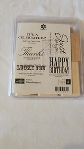 Juego de 6 invitaciones artesanales de cumpleaños Stampin Up AFTER THOUGHTS - Imagen 1 de 2