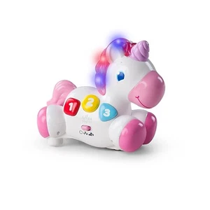 Bright Starts Rock & Glow Unicorn Toy with Lights and Melodies Pink and White - Picture 1 of 3