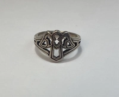 ANEL DE TRABALHO ABERTO ANJO ASA ESPALHADA PRATA ESTERLINA APOSENTADO JAMES AVERY Tamanho. 5,25 - Imagem 1 de 4