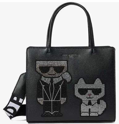 Bolso Bandolera KARL LAGERFELD PARIS Maybelle Negro Estrás Gato Nuevo con Etiquetas Foto 1 de 4