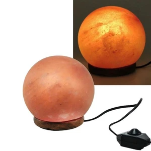 Lampada di sale rosa dell'Himalaya naturale salgemma sfera palla legno 3,5 kg - Foto 1 di 5