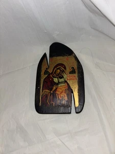 Unique Wood Icon Greek Christian Orthodox of Virgin Mary & Jesus Christ - Picture 1 of 5