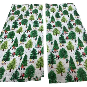 Paper Source Holiday Tea Towels Set of 2 Christmas Trees 100% Cotton NWOT - Picture 1 of 7
