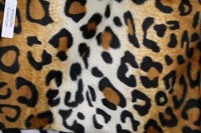 Tela marrón leopardo imitación/piel falsa con estampado animal Velboa por yarda Foto 1 de 3