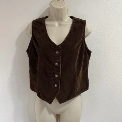 Cárdigan vintage años 90 Y2K New York & Company chaleco M marrón pana 100 % algodón Foto 1 de 4