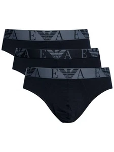 Emporio Armani Men's 3 Pack Stretch Cotton Briefs, Blue - Picture 1 of 9
