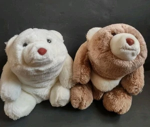 GUND Pair of Vintage 1980 SNUFFLES 10" Plush Teddy Bears- Tan & White CUTE! - Picture 1 of 10