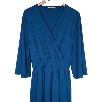 Vestido Koh Koh Maxi Formal Dama de honor Noche Corbata Cintura Azul Teal 4X Foto 1 de 4