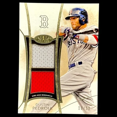 Parche doble de recuerdos Topps Tier One 2014 usado en juegos #DR-DPD DUSTIN PEDROIA #/50 Foto 1 de 2