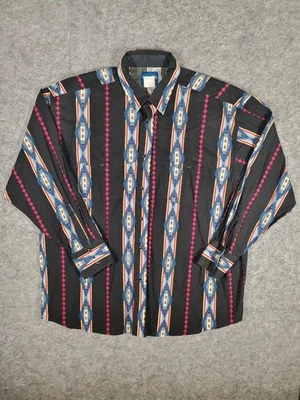 VTG Wrangler Pearl Snap Shirt Mens 2XL Southwest Aztec Western Snap Yoke Rodeo - Image 1 of 4