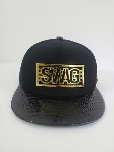 SWAG Oro Logotipo Hip Hop Snapback Negro Béisbol Sombrero Nuevo Sin Etiquetas - Imagen 1 de 10