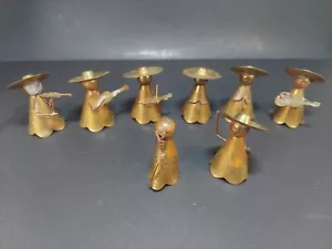 Vintage Hecho mexikanische Messing & Kupfer Mariachi Band Musiker Tänzer 8er Set - Bild 1 von 13