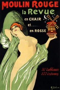WOMAN MOULIN ROUGE SHOW GIRL THEATER CABARET FRENCH VINTAGE POSTER REPRO - Picture 1 of 3