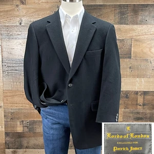 Vintage Patrick James Camel Hair Sport Coat Mens 44R Black Blazer Suit Jacket - Picture 1 of 13