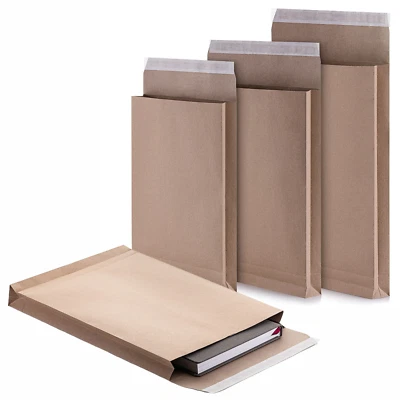 LOGIC PACK Faltentaschen Versandtaschen mit Falte ohne Fenster B4 C4 E4 haftklebend braun