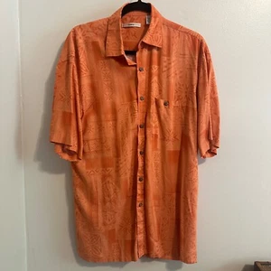 Moda Campia Moda Hawaiian Shirt Tropical Print Button Up Orange Mens Size M - Picture 1 of 4
