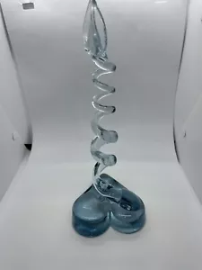 Portacandele in vetro soffiato a mano spirale fermacarte blu stile Murano - Foto 1 di 8