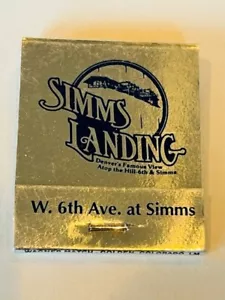 Caja de fósforos de colección caja de publicidad plata Simms desembarco Denver Bull - Imagen 1 de 3